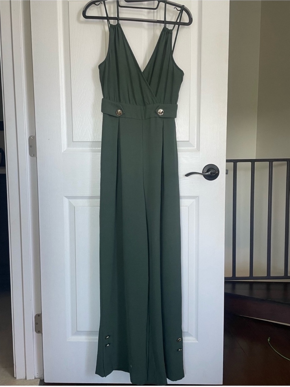 Zara Dark Olive Green Spaghetti-Strap Top